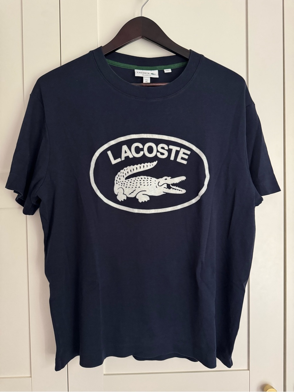 Lacoste Men’s Relaxed Fit Oversized Crocodile Logo T-Shirt Navy Large Old Money